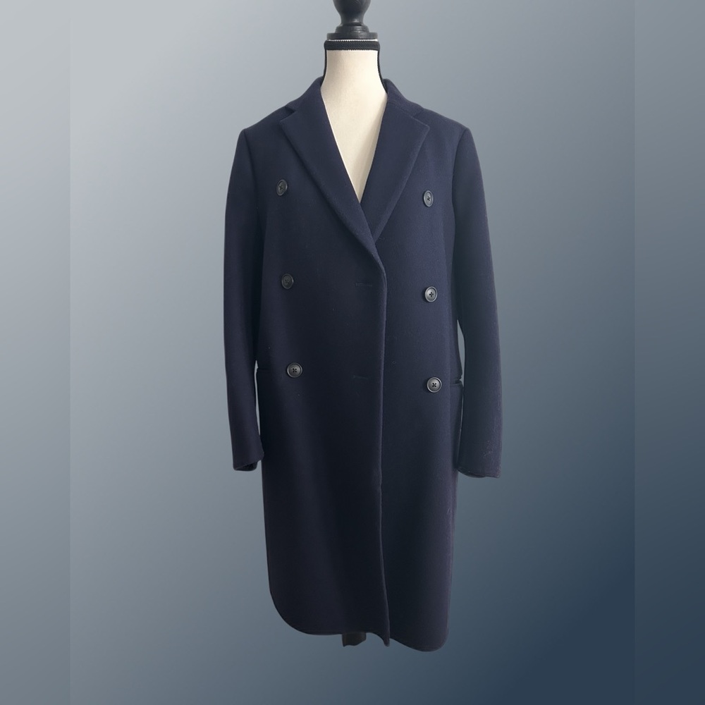 UNIQLO +J Jil Sander Double Face Double Breasted Coat Navy